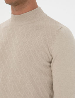 Kum Melanj Slim Fit Yar_m Bal_k__ Yaka Triko Kazak - Pierre cardin фото 7