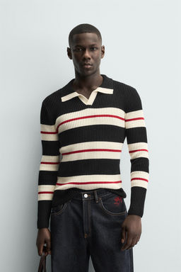 STRIPED JACQUARD KNIT POLO SHIRT - Zara фото 11
