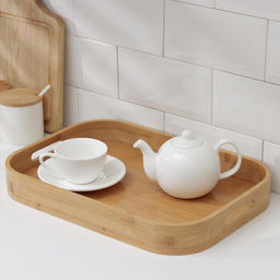 Поднос с ручками Доляна Striata, 40×28×4.5 см, бамбук