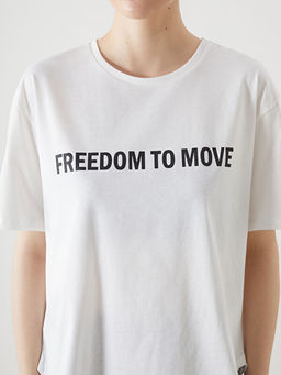 Bisiklet Yaka Bask?l? Kad?n Spor Ti??rt