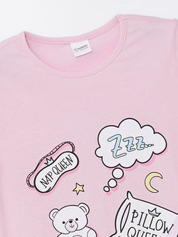 Bisiklet Yaka Bask?l? K?sa Kollu K?z ?ocuk Pijama Tak?m? - Waikiki фото 3