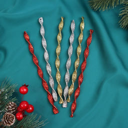 Цена за 2 шт. Ёлочные игрушки набор 6 шт. Сосулька витая грация 16.51 см, МИКС