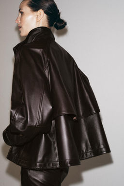 CHAQUETA BOMBER PIEL 100% ZW COLLECTION / Marr?n - Zara фото 4