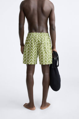 LONG GEOMETRIC PRINT SWIMMING TRUNKS - Zara фото 5