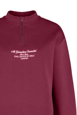 TRENDYOLMILLA Bordo Kal?n Ici Polarl? Fermuarl? Dik Yaka Oversize/Genis Kal?p Orme Sweatshirt TWOAW24SW00127  фото 7