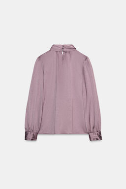SATIN SHIRT WITH BOW - Zara фото 9