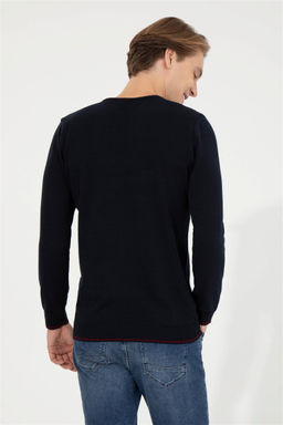 U. S. Polo Assn Мужской темно-синий трикотажный свитер с круглым вырезом - U.s. polo assn фото 11