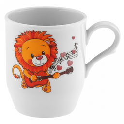 Кружка фарфоровая "Львята" 210мл, форма "Русское поле" (Россия)