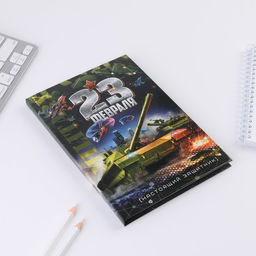 Ежедневник А5, 80 листов, недатированный, в твердой обложке «23 февраля танк»