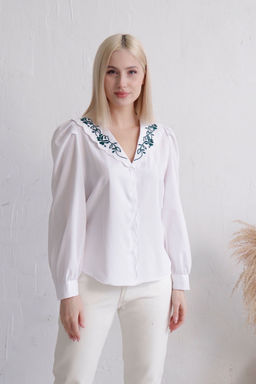 Блуза с вышивкой белая - Martichelli фото 2