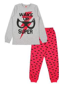 CAJ 5398 Пижама для мальчика, серый меланж-красный