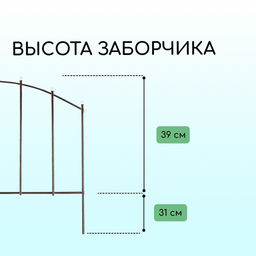 Ограждение декоративное, 67×410 см, 5 секций, металл, бронзовое, «Вертикаль»