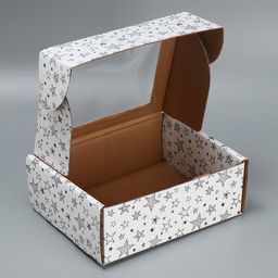 Цена за 5 шт. Коробка сборная с окном Звезды, белый ,27х10х21 см - Дарите счастье фото 3