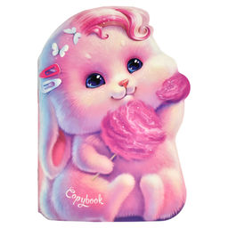 Тетрадь 40л арт. 64824/ЗАЙКА И СЛАДКАЯ ВАТА /180х255 мм, фигурная вырубка, мягкий переплёт (2 ско