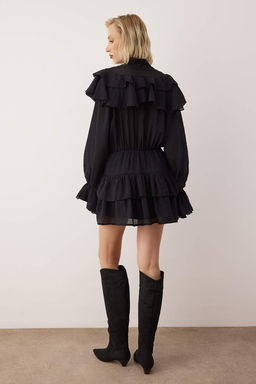 Bordo F?rf?r Detayl? Boho K?sa / Mini Dokuma Elbise TWOAW26EL00309 - Trendyolmilla фото 8