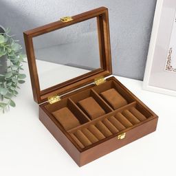 Шкатулка дерево под часы 3 деления и бижутерию Корица 7,4х18х22 см - Simaland фото 2