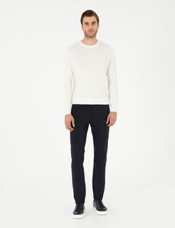 Lacivert Slim Fit Basic Kanvas Pantolon