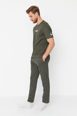 TRENDYOL MAN Lacivert Bask?l? Regular Fit Orme Pijama Tak?m? THMAW21PT0393 - Trendyolmilla фото 3