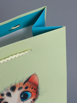 Пакет подарочный ламинированный «Маленький котенок», мятный - голубой, 18×22.3×10 см