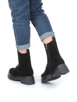 04-M3-1376 BLACK Ботинки зимние женские (натуральная замша, натуральный мех)