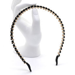 Ободок для волос с цирконом, цвет черный