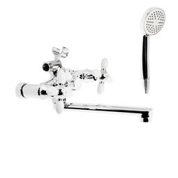 Смеситель для ванны Accoona A6482G, двухвентильный, белый/хром