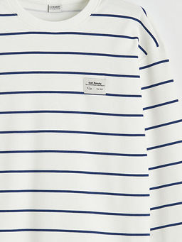 Bisiklet Yaka ?izgili Erkek ?ocuk Sweatshirt