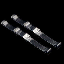 Цена за 6 шт. Бретели силиконовые, фурнитура металл, 4 полосы, 1,5 см, 37 см, пара, цвет прозрачный