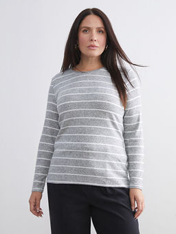 Bisiklet Yaka ?izgili Kad?n Ti??rt