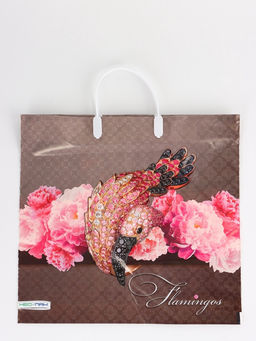 Цена за 5 шт. Пакет "Розовый фламинго, полиэтиленовый, пластиковая ручка 37х35 см 90 мкм 1095891