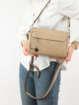 Сумка женская натуральная кожа GU 163-22-09, 2отд, плечевой ремень, бежевый SALE 255023 - Adelia фото 4