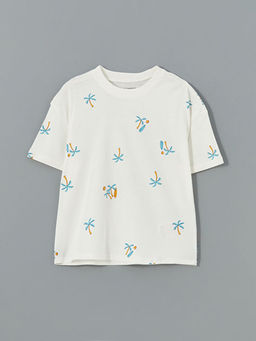 Bisiklet Yaka Desenli Penye Erkek Bebek Ti??rt