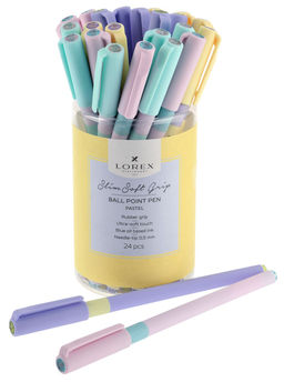Ручка шарик. на масл. основе LOREX PASTEL Slim Soft Grip синий 0,5 мм ассорти кругл. корп. ultra-soft touch грип игольчатый наконечник