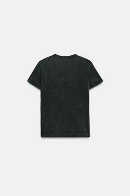 CAMISETA LAVADA TEXTO BRILLOS / Gris antracita - Zara фото 4