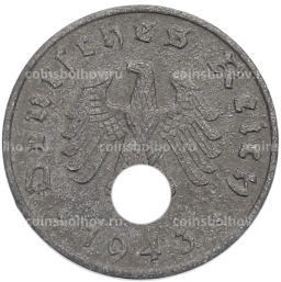 Монета 1 рейхспфенниг 1943 года A Германия