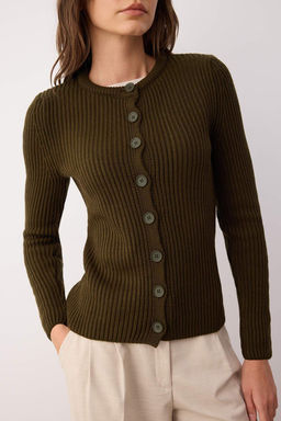 More Sustainable Haki Fitted/Vucuda Oturan Basic Fitilli Triko H?rka TWOAW26HI00175