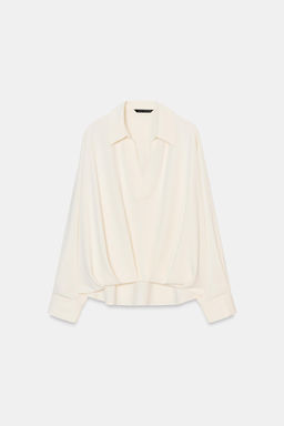 SHIRT WITH ASYMMETRIC HEM AND PLEATS - Zara фото 6