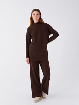 Kad?n Beli Lastikli D?z Triko Pantolon