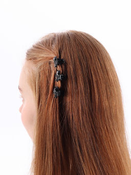 Цена за 12 шт. Крабик для волос «Чёрный ажур», подсолнух, 2.5 см, чёрный