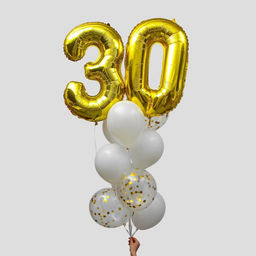 Воздушные шары, букет «30 лет», набор 14 шт., с конфетти