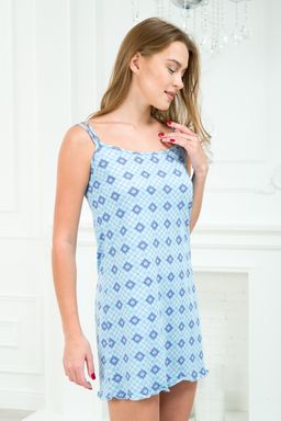Ночная сорочка из кулирки Оливия голубой ромб - Амадэль фото 3