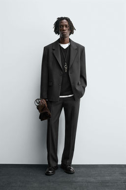 TEXTURED SUIT TROUSERS