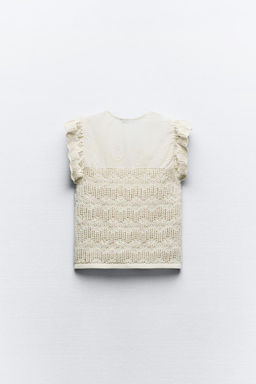 COMBINED KNIT ROMANTIC TOP WITH RUFFLES - Zara фото 5