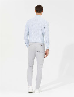 A__k Gri Slim Fit Kanvas Pantolon
