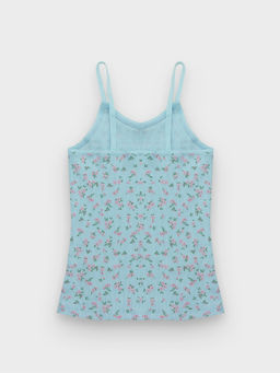 Майка для девочек голубая с цветочным принтом - Mark formelle фото 2