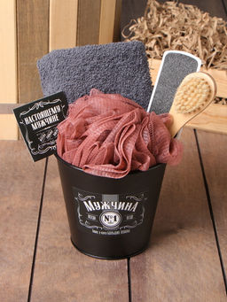 Набор подарочный «Этель. Мужчина №1», полотенце, мочалка, щётка