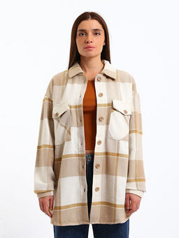 Ekose Oversize Kad?n Oduncu G?mlek Ceket