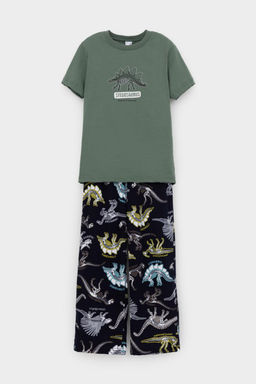 К 1599/зеленый мох,цветные динозавры пижама дет
