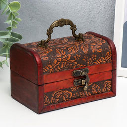 Шкатулка для украшений «Сундучок. Цветочный узор», дерево, 10×15×10.5 см