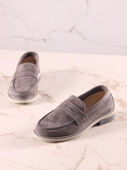 Лоферы 176.rosegr.Серый замок замша